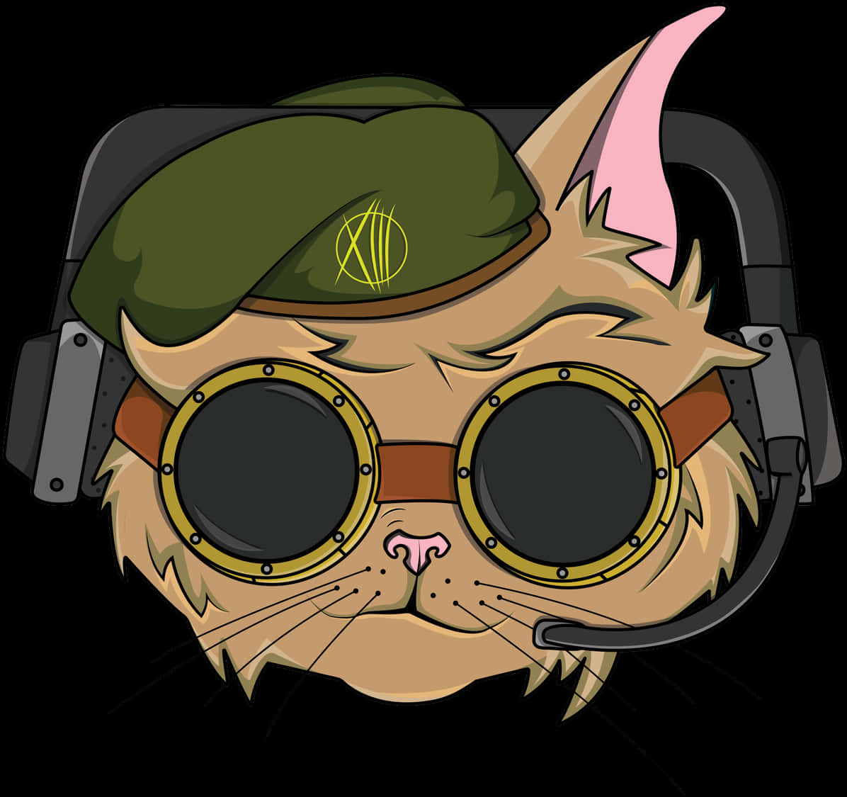 Cool Cat Pilot Illustration PNG