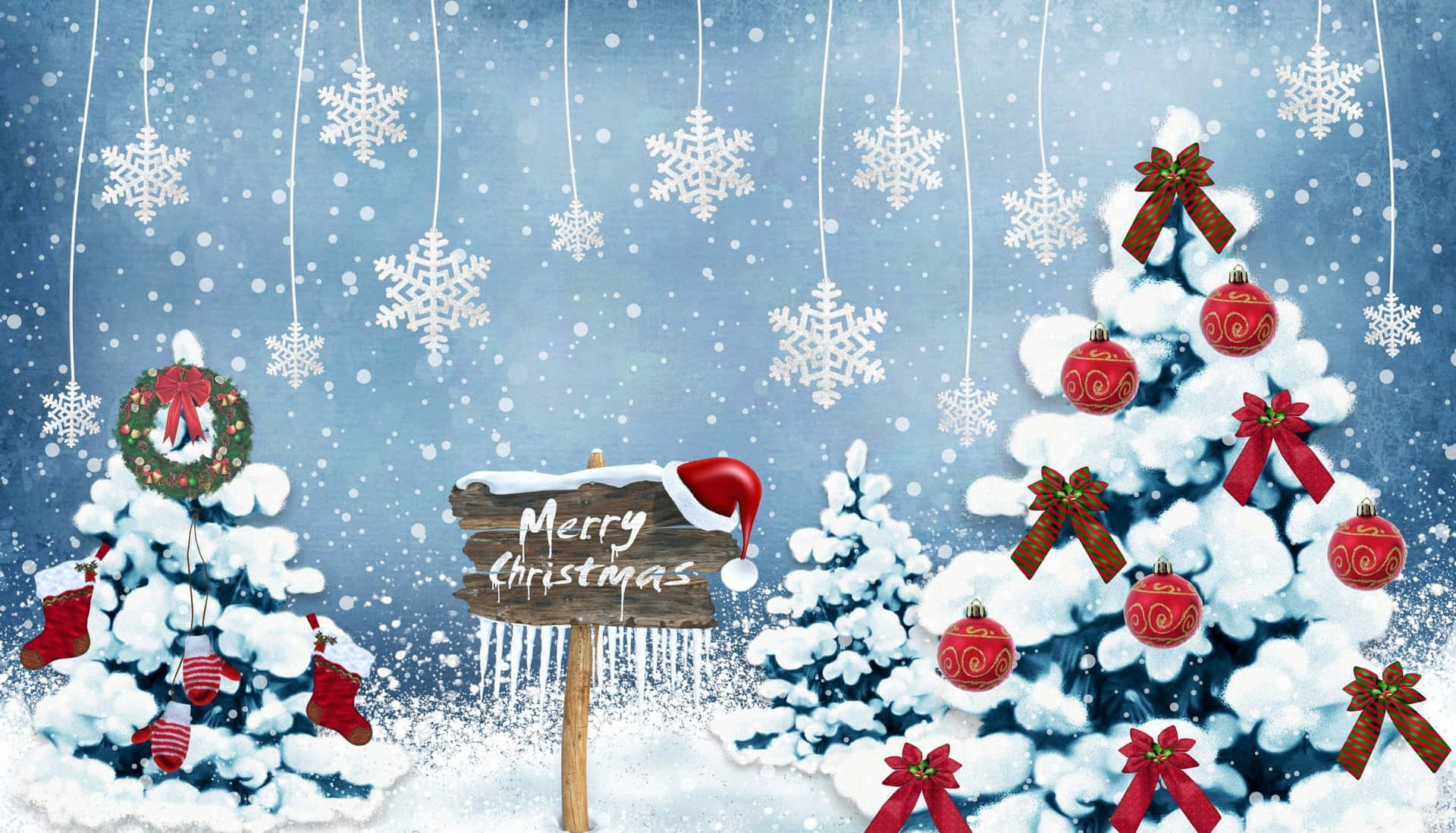 Digitale kunst af kølige jule træskilte Wallpaper