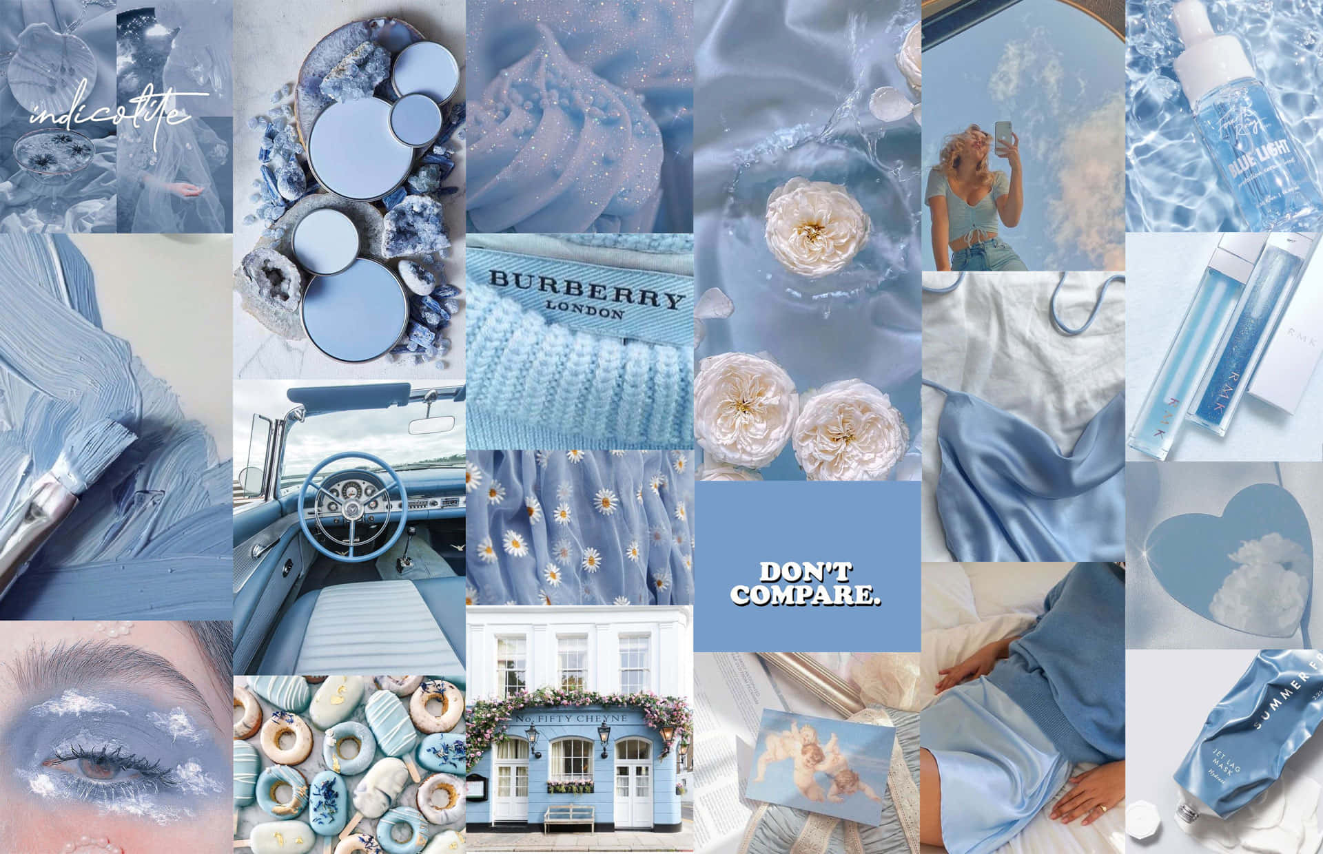 Collageen Tonos Pasteles Azules Genial Fondo de pantalla