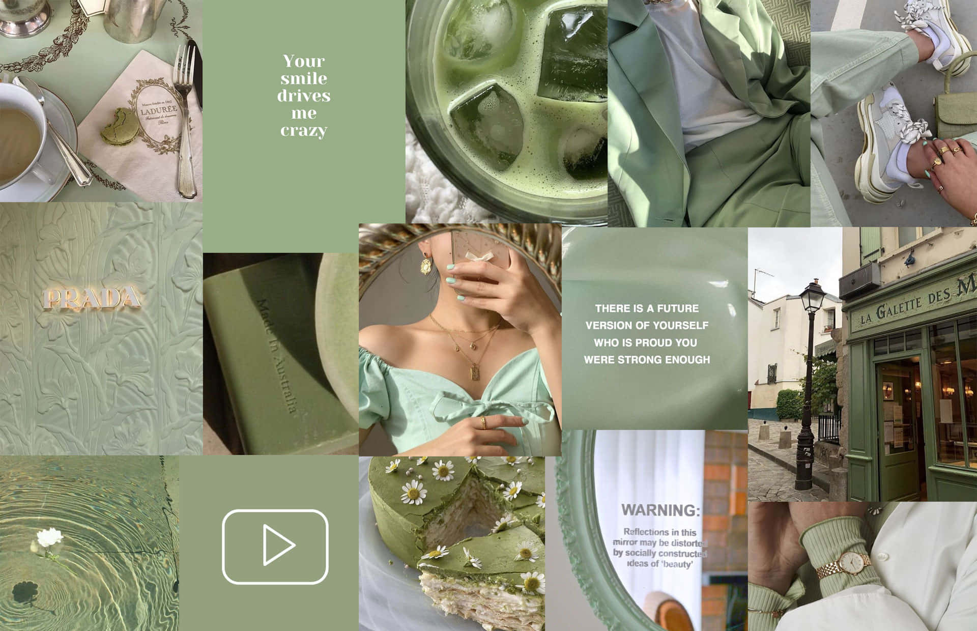 Collagefresco En Tono Verde Pastel Fondo de pantalla