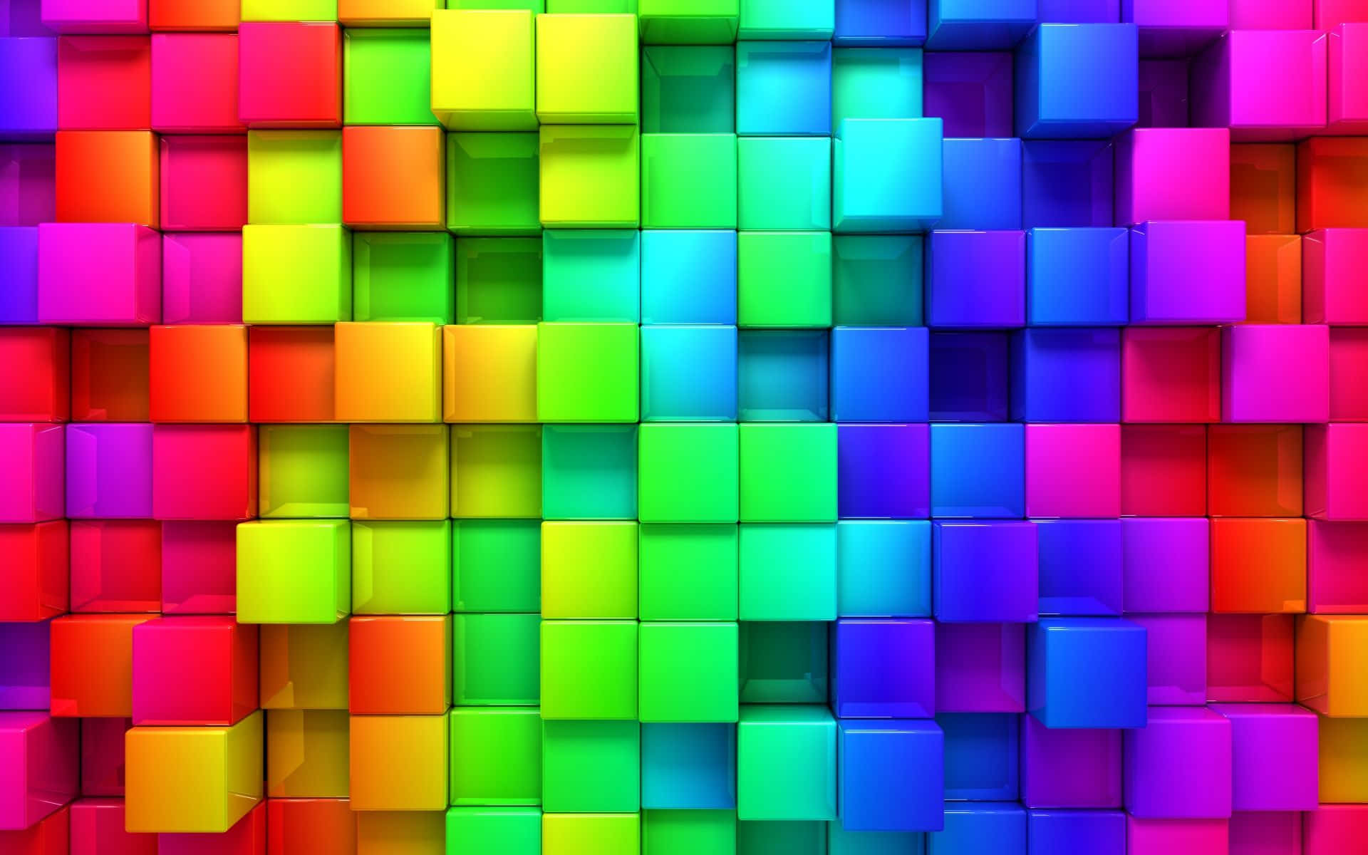 Cubotridimensional De Colores Fríos Y Arcoíris. Fondo de pantalla