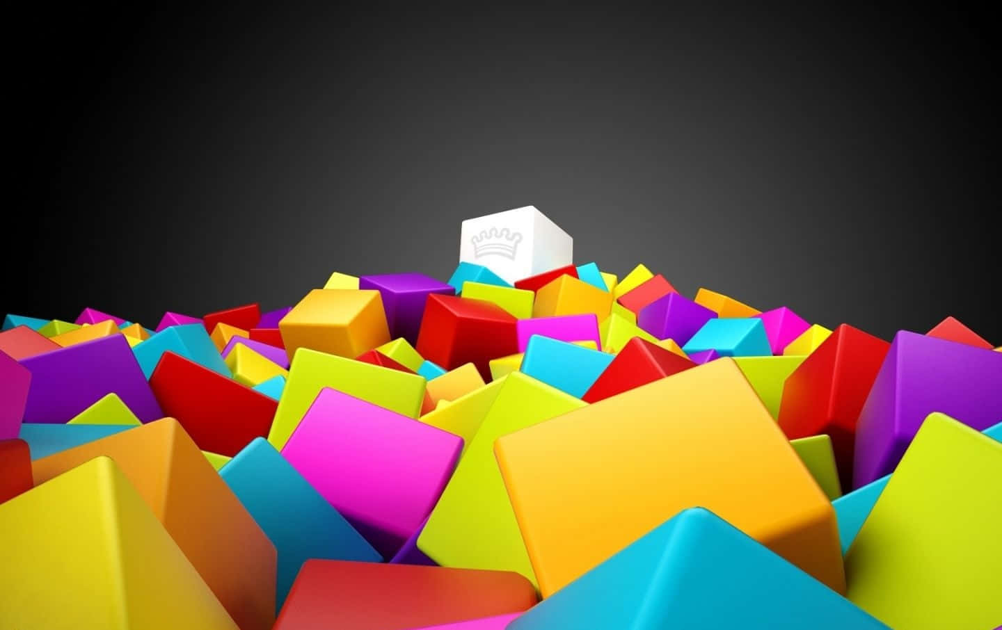 Colorful Cubes In A Pile With A White House Wallpaper