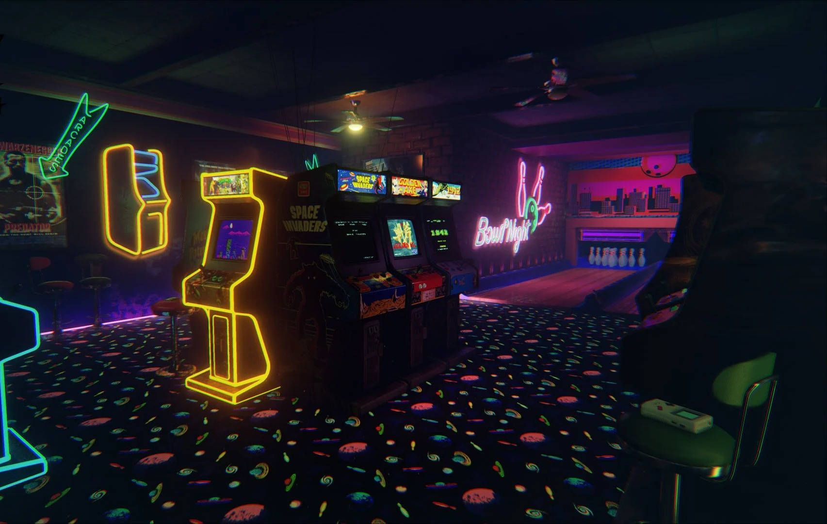 Cool Colorful Gaming Arcade Desktop Wallpaper