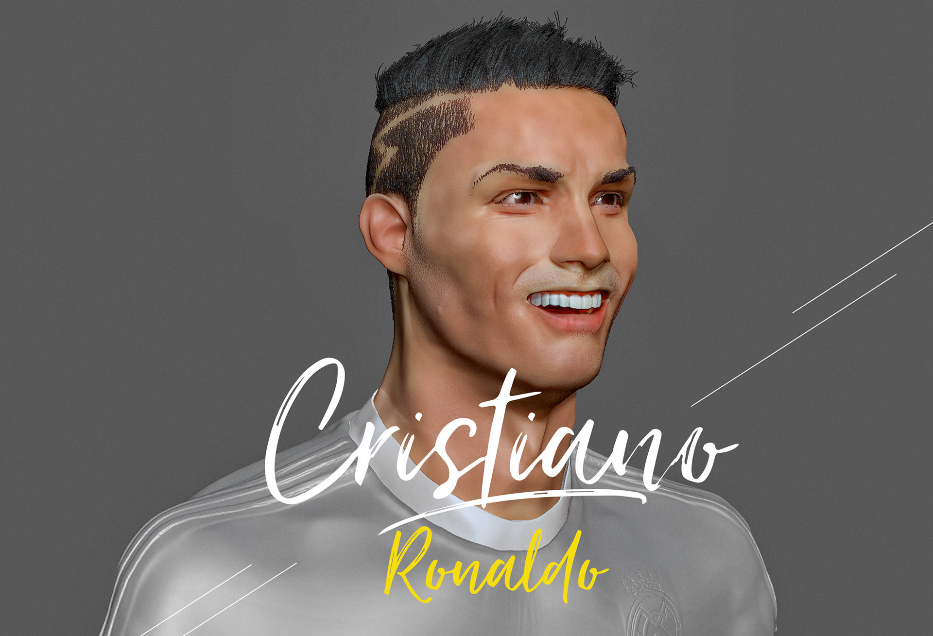 Papelde Parede Incrível Do Modelo 3d Do Cristiano Ronaldo Cr7. Papel de Parede