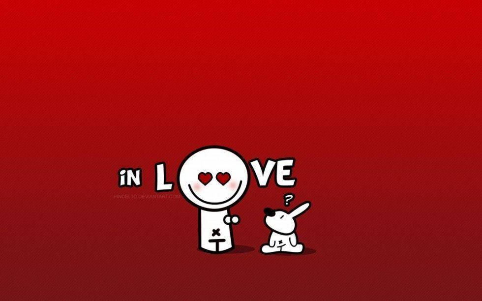 Sjov Cute Kærlighed i Rød Wallpaper