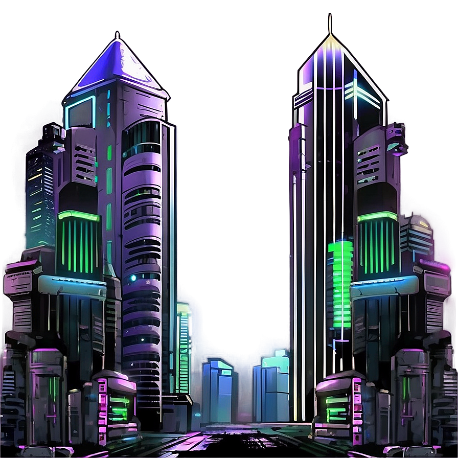 Cool Cyberpunk Cityscape Png Aeg PNG