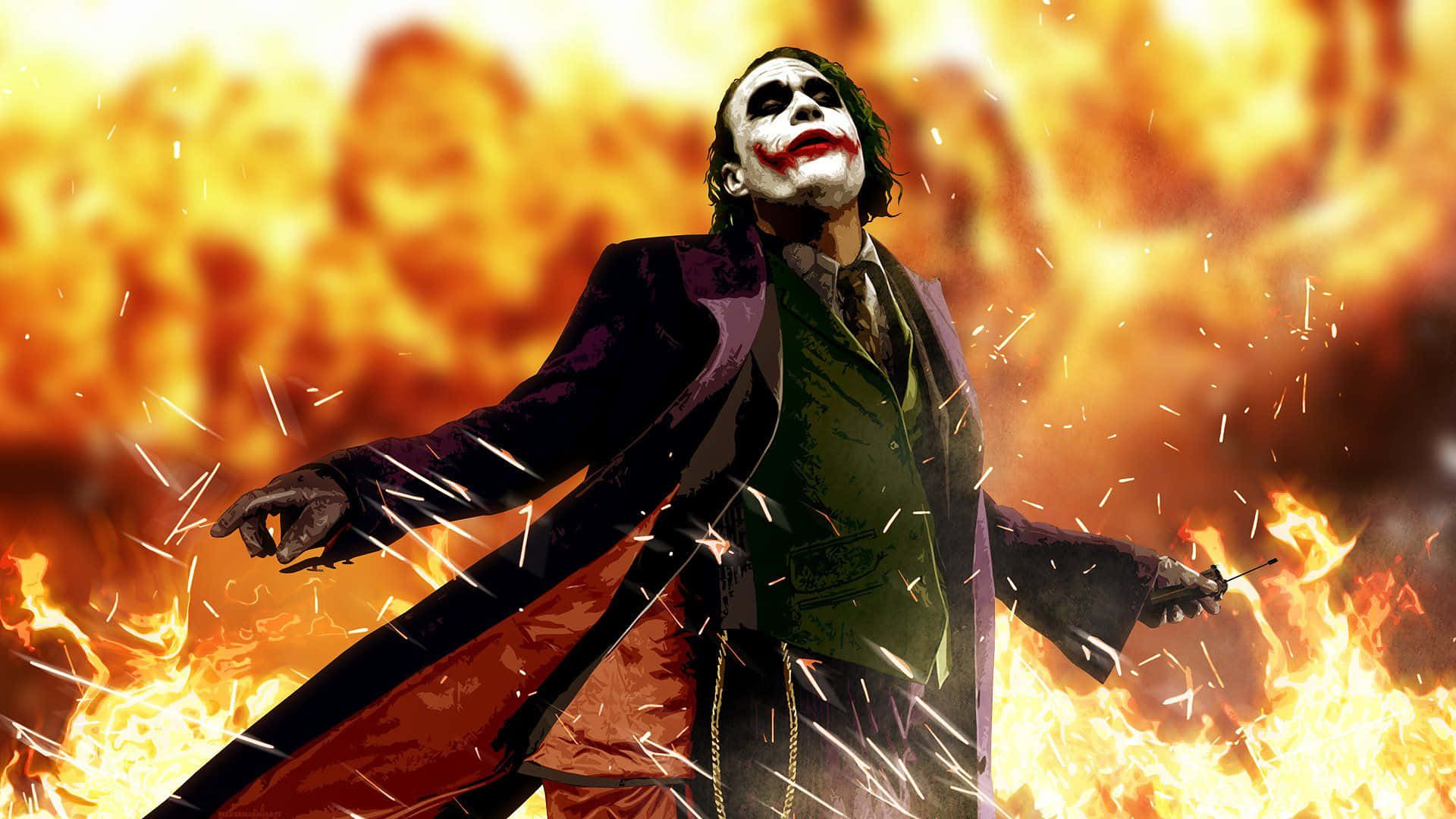 Cool Dangerous Joker Flames Art Wallpaper