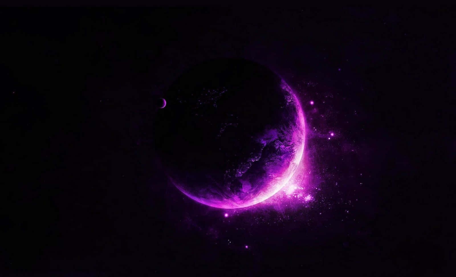 Purple Planet In Space With Stars And Planets Wallpaper