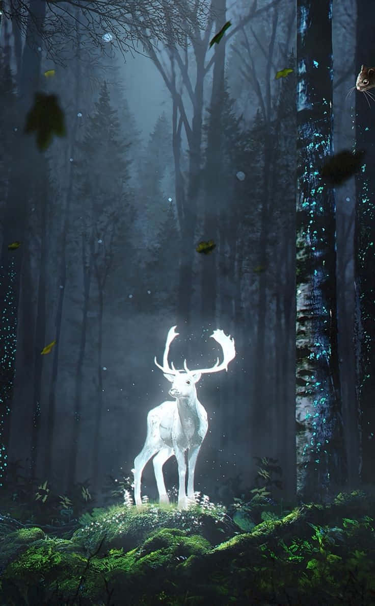 Naturens cooleste skabning - Sød hjort Trækkes op på minimalistisk lærred Wallpaper