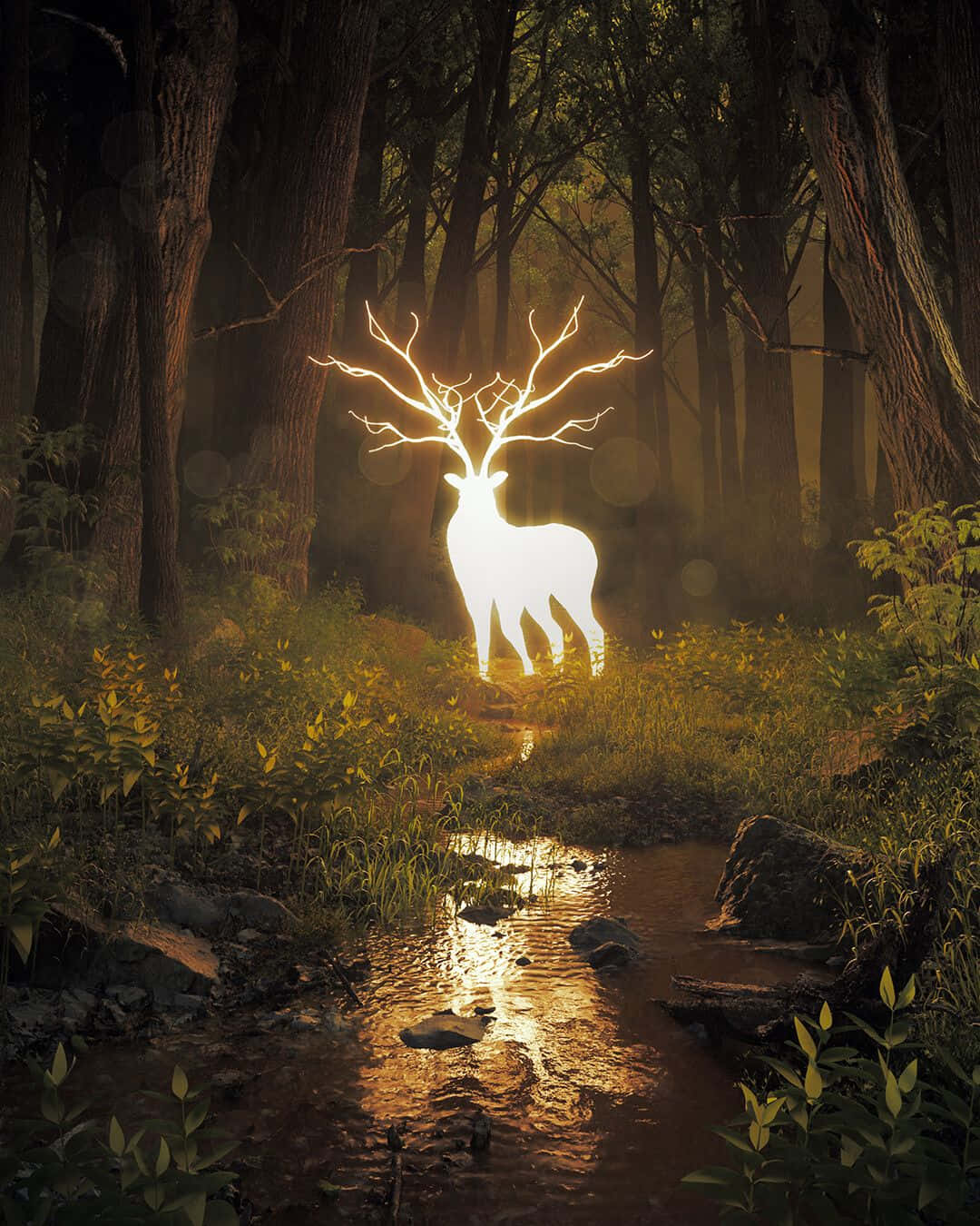 Tag en pause fra hverdagen og se en cool hjort hænge omkring i naturen. Wallpaper