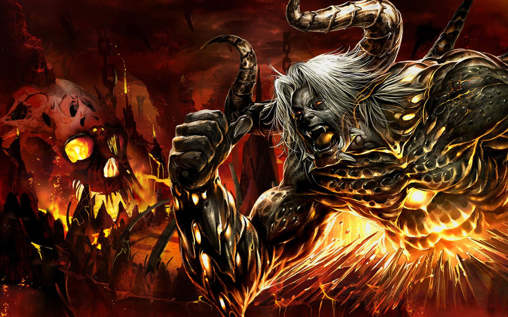 Cool Demon Emerging from Flames Wallpaper