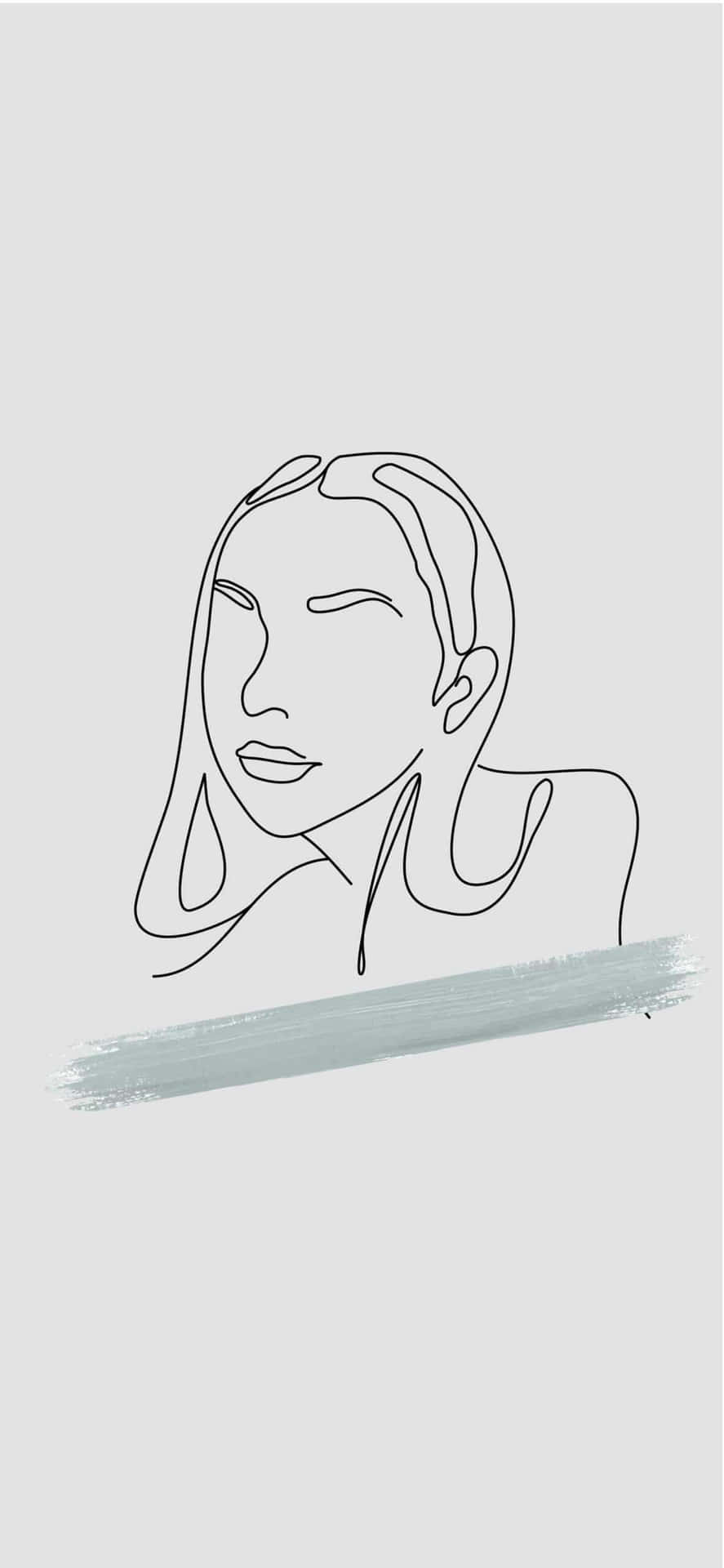 A Woman's Face With A Line Drawing Wallpaper