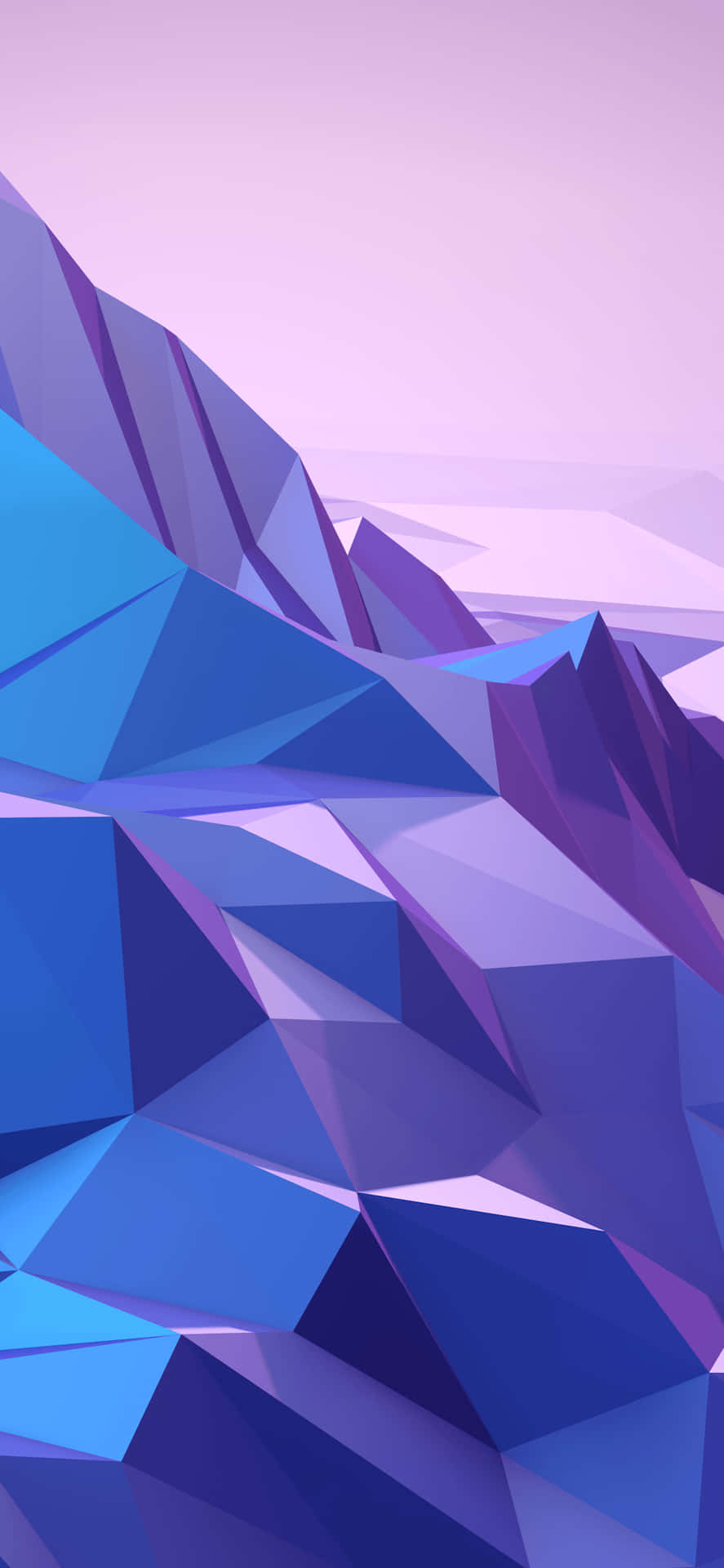 En blå og lilla abstrakt landskab med lave polygoner Wallpaper