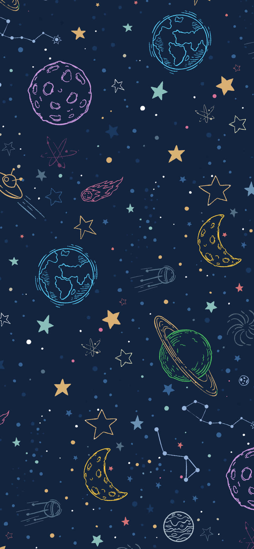 Einweltraummuster Mit Sternen Und Planeten Wallpaper