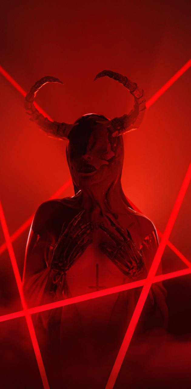 Cool Devil Neon Rød Wallpaper