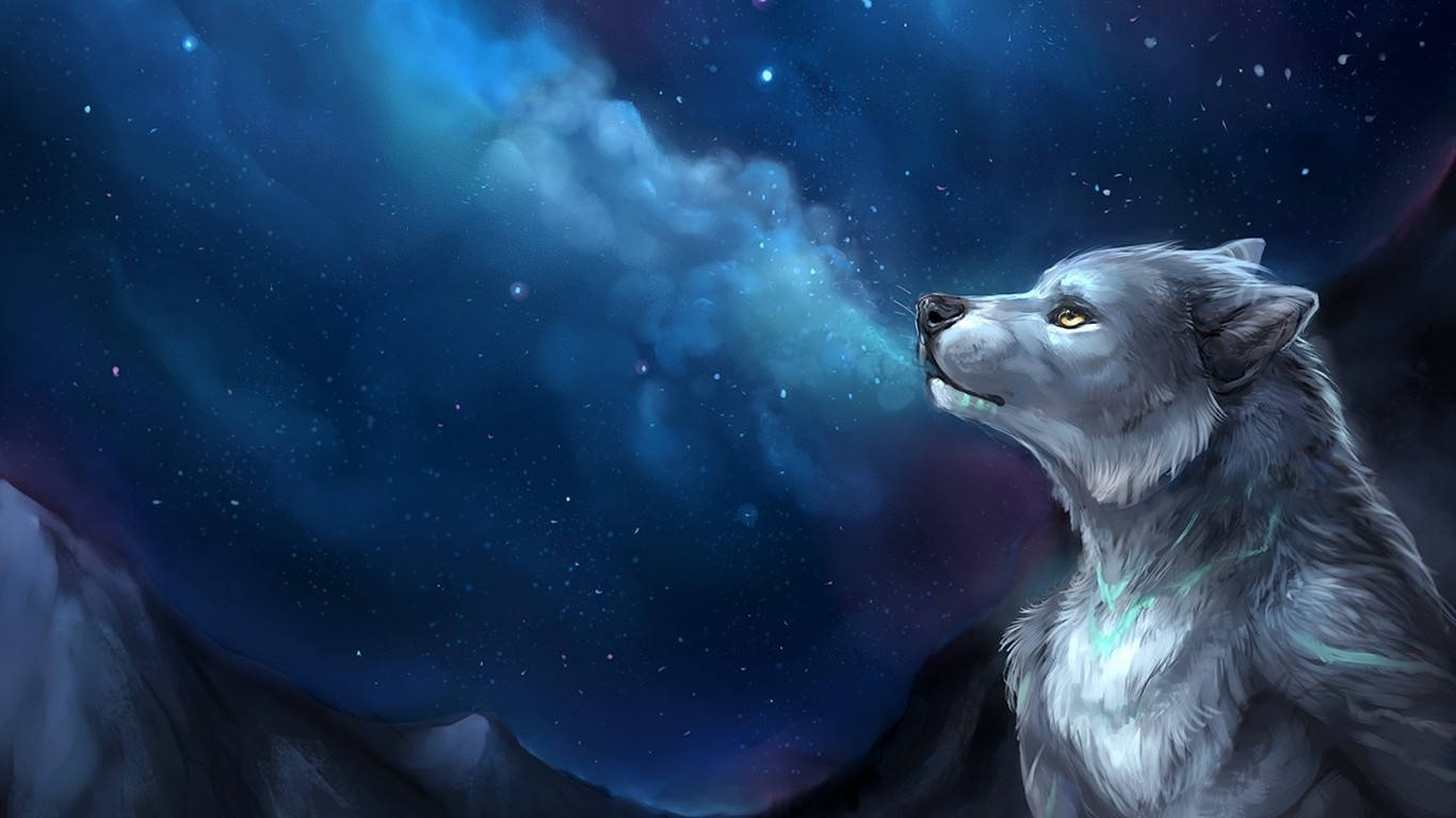 Cool Digital Painting Galaxy Wolf Wallpaper