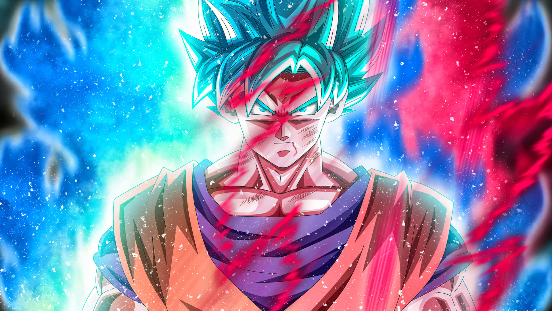 Goku fra den populære anime-serie Dragon Ball, klar til kamp. Wallpaper