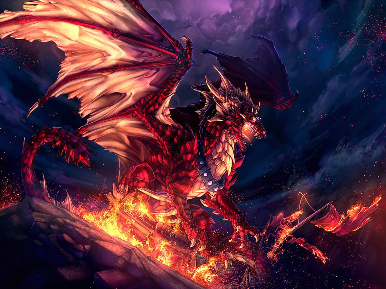 Cool Dragon Fiery Art Wallpaper