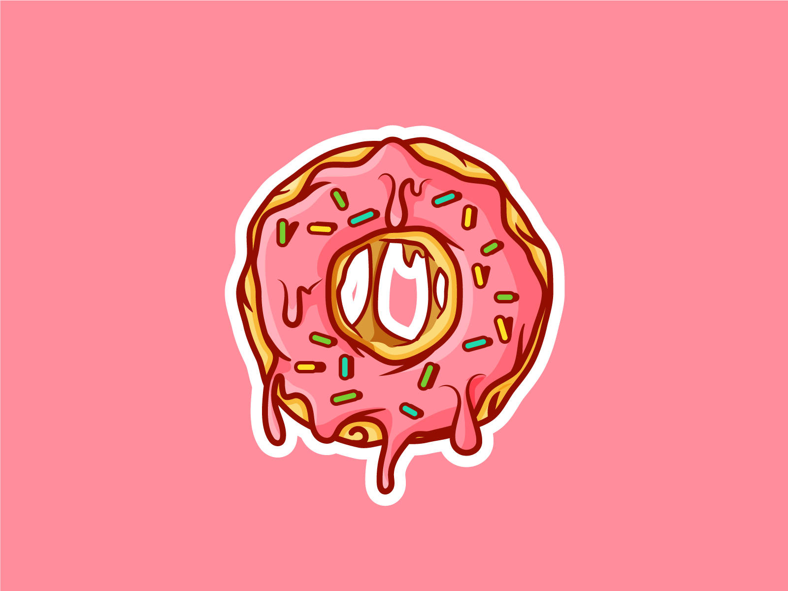 Cool Drip Pink Donut Wallpaper