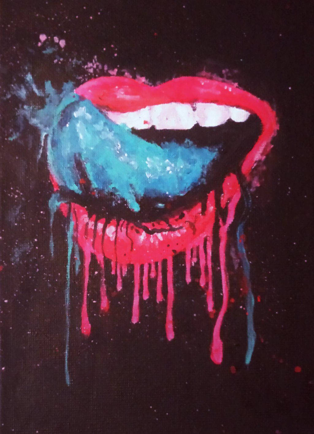 Stunning artwork of a cool dripping mouth Wallpaper