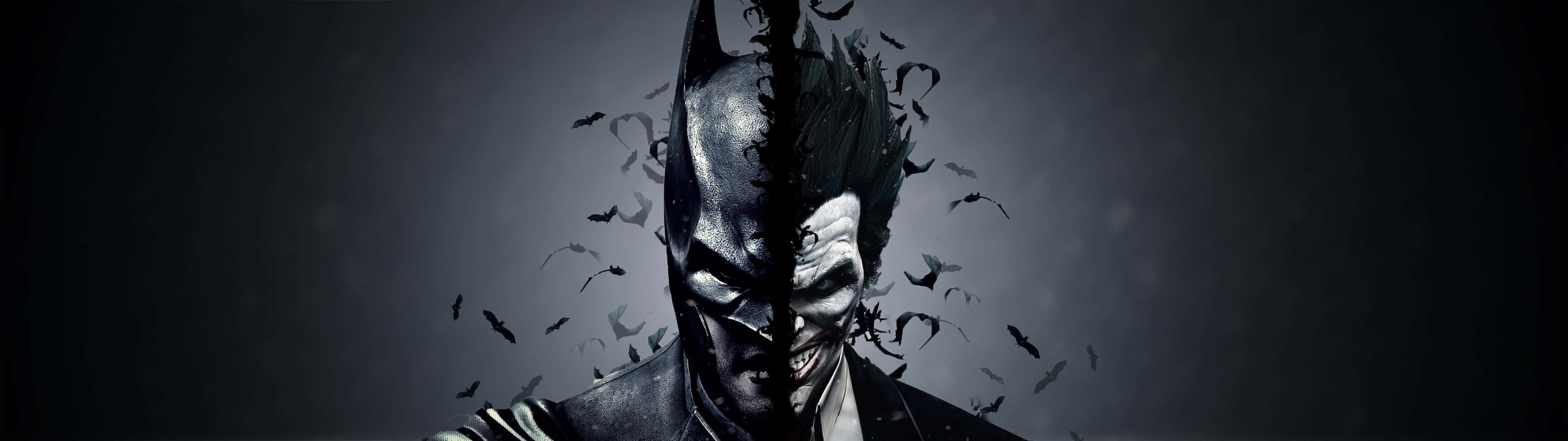 Ilustracióngenial De Batman Y Joker Para Monitor Dual. Fondo de pantalla