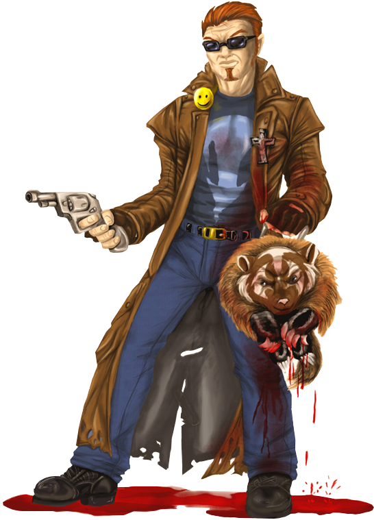 Cool Dude With Gun And Monkey PNG