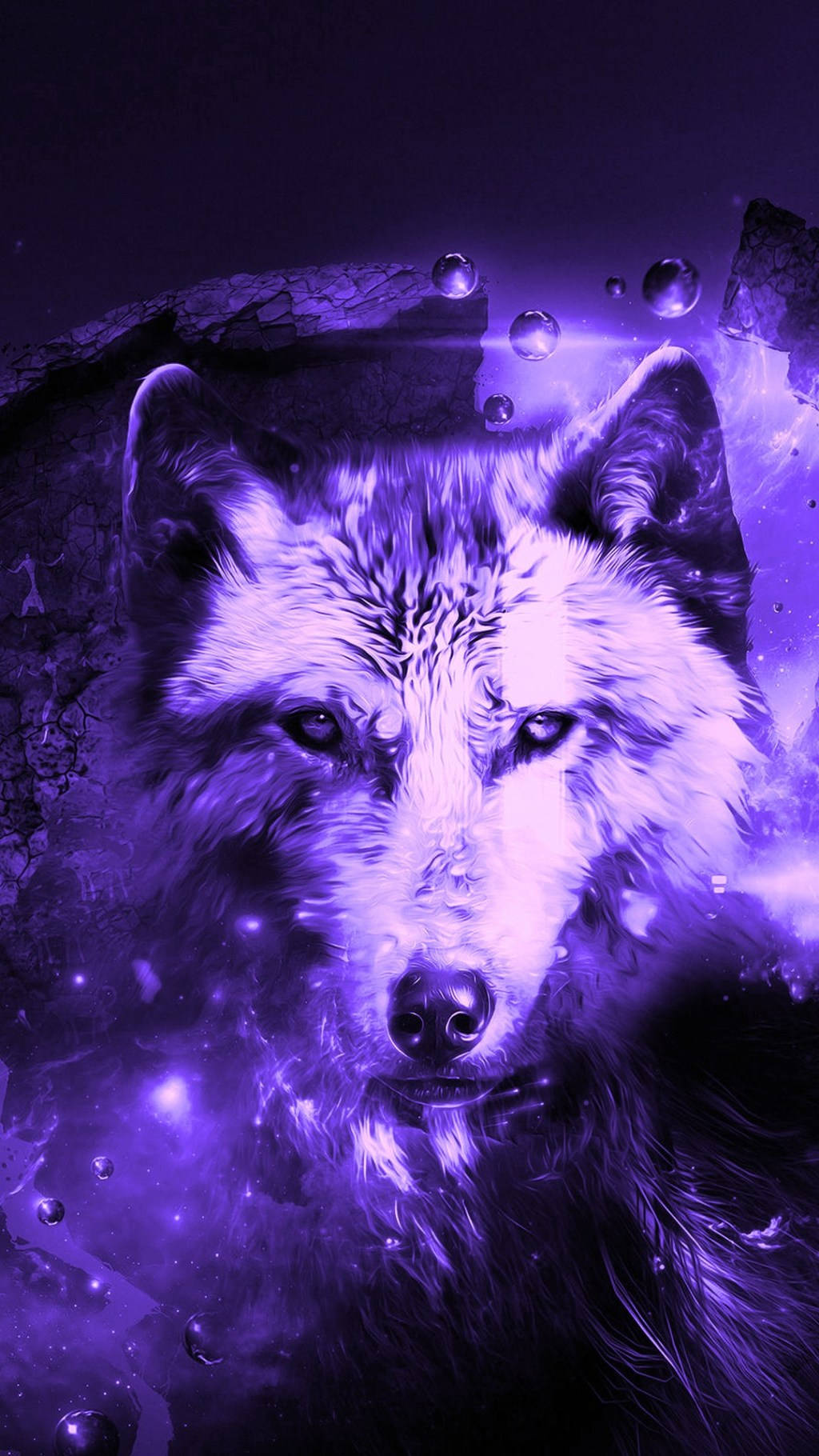Cool Electric Purple Galaxy Wolf Face Wallpaper