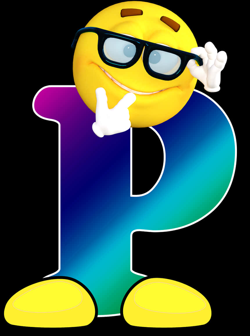 Cool Emoji Leaningon Letter P PNG