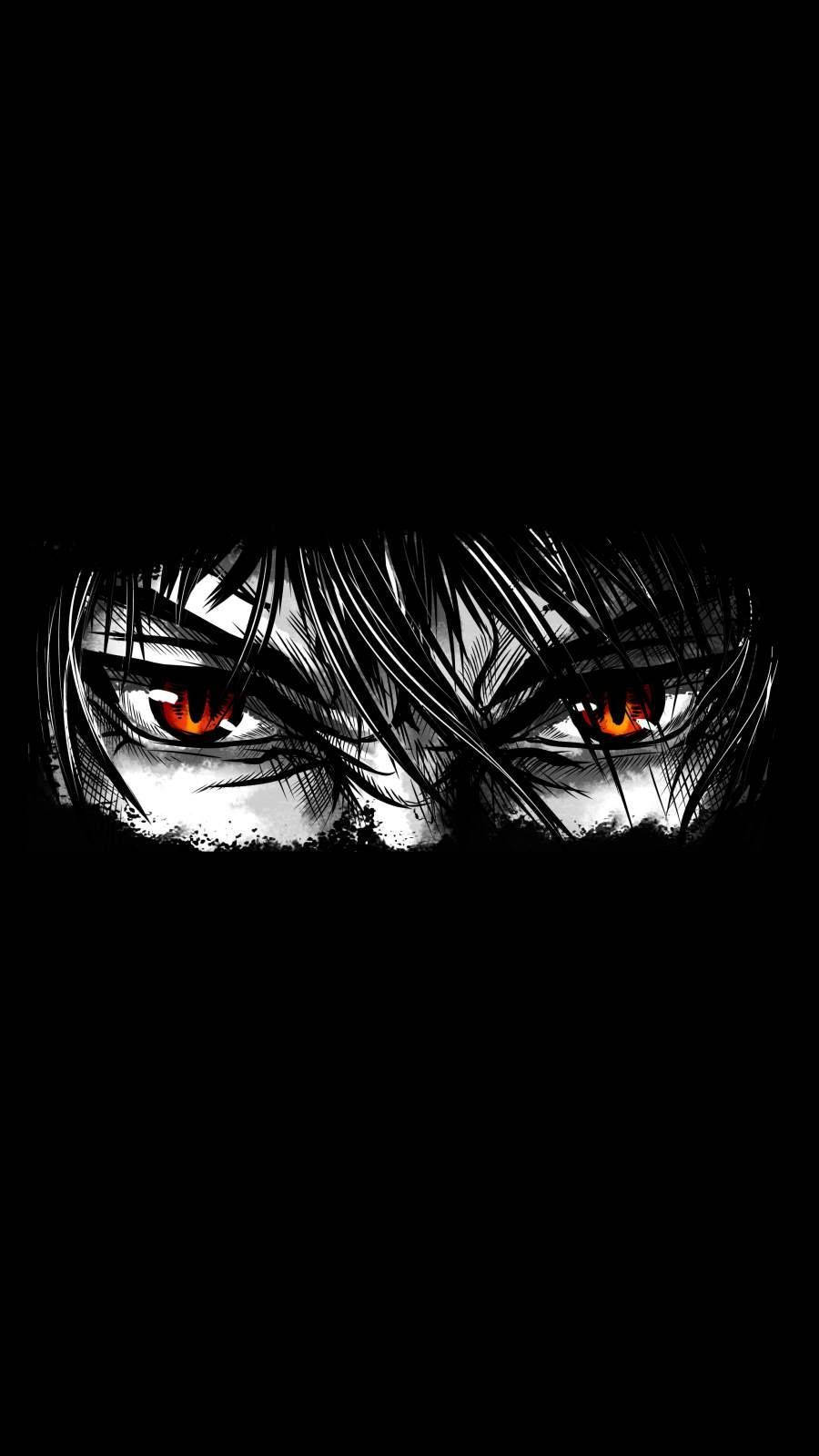 Download Cool Eyes Anime Black And White iPhone Wallpaper