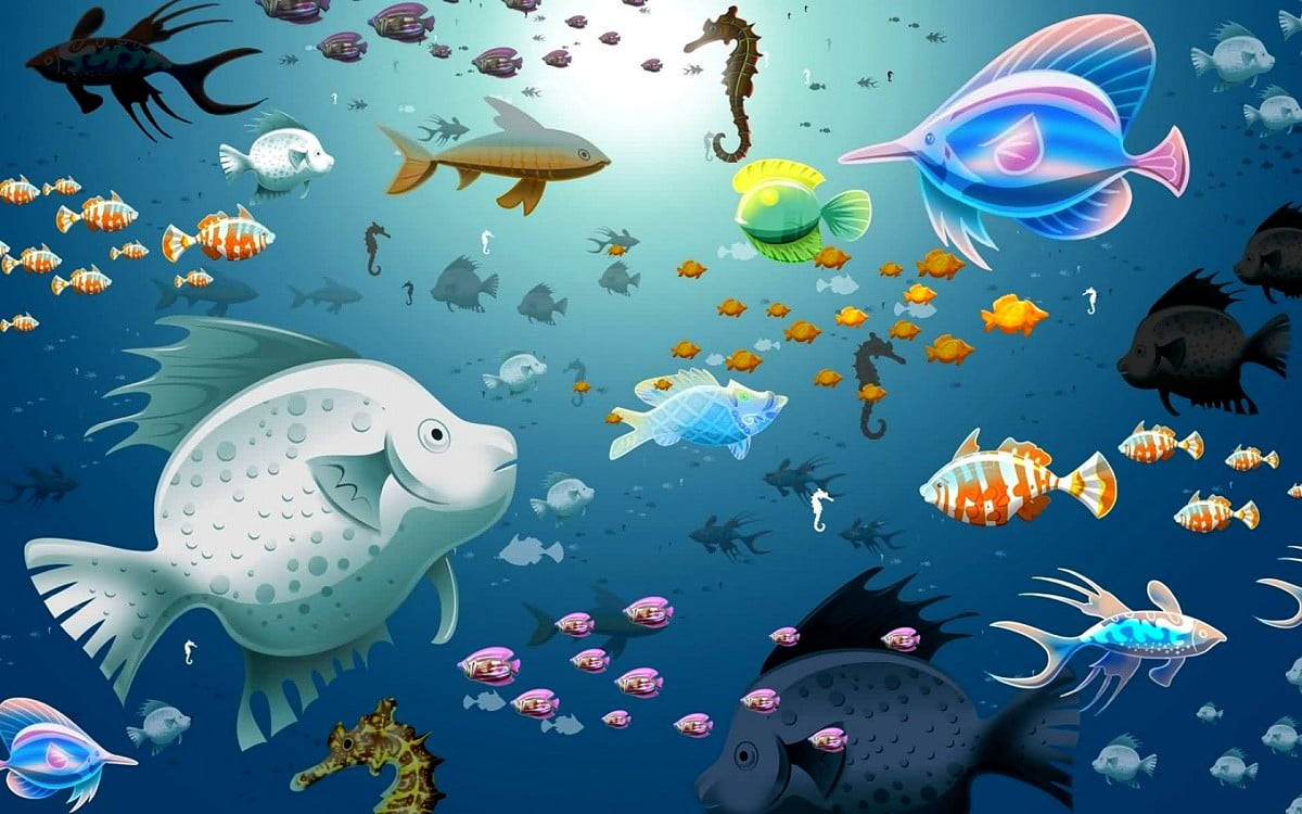 Cool Fisk Digitalt Kunstværk Wallpaper