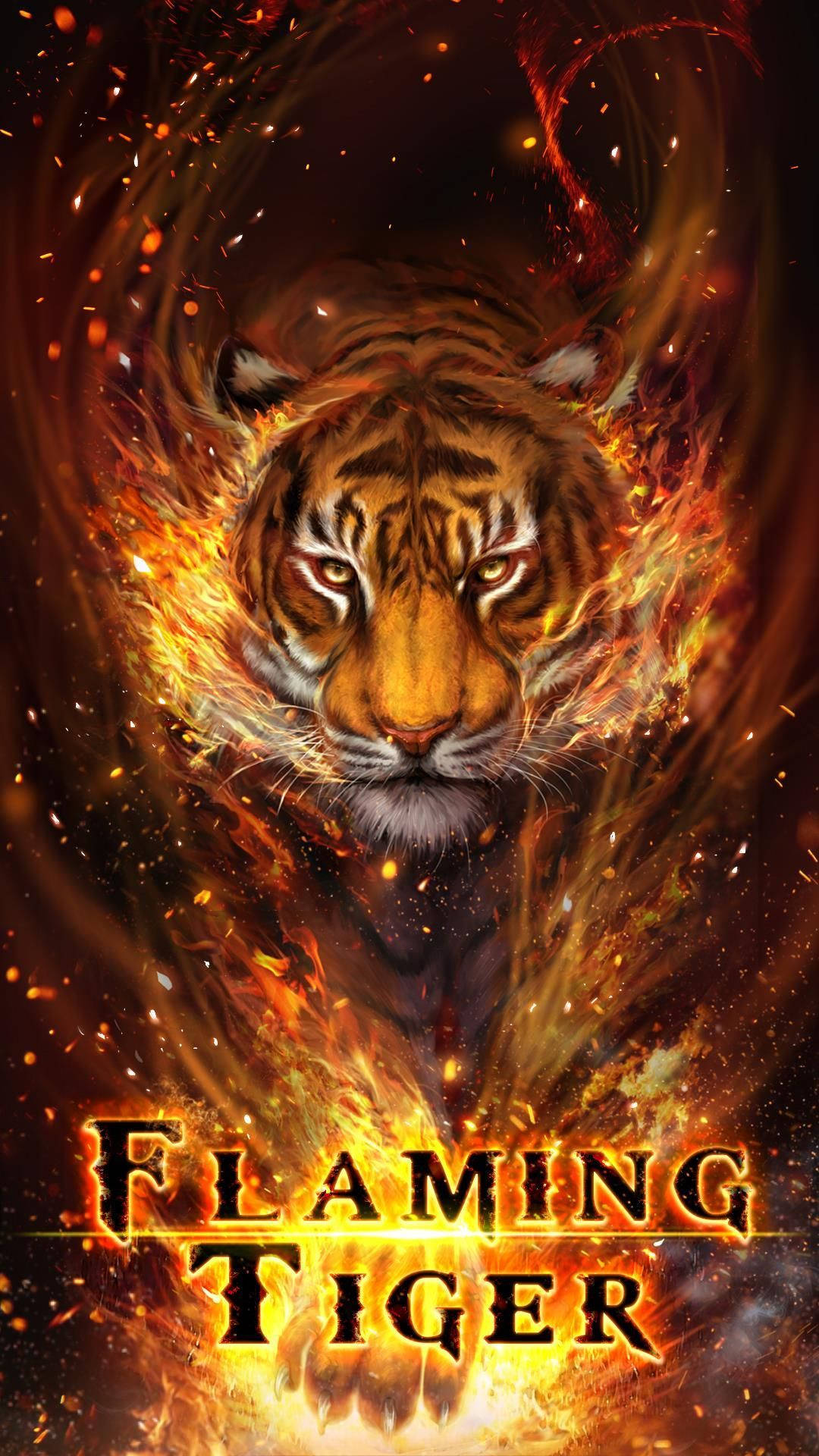 Cool Flaming Tiger Poster Wallpaper