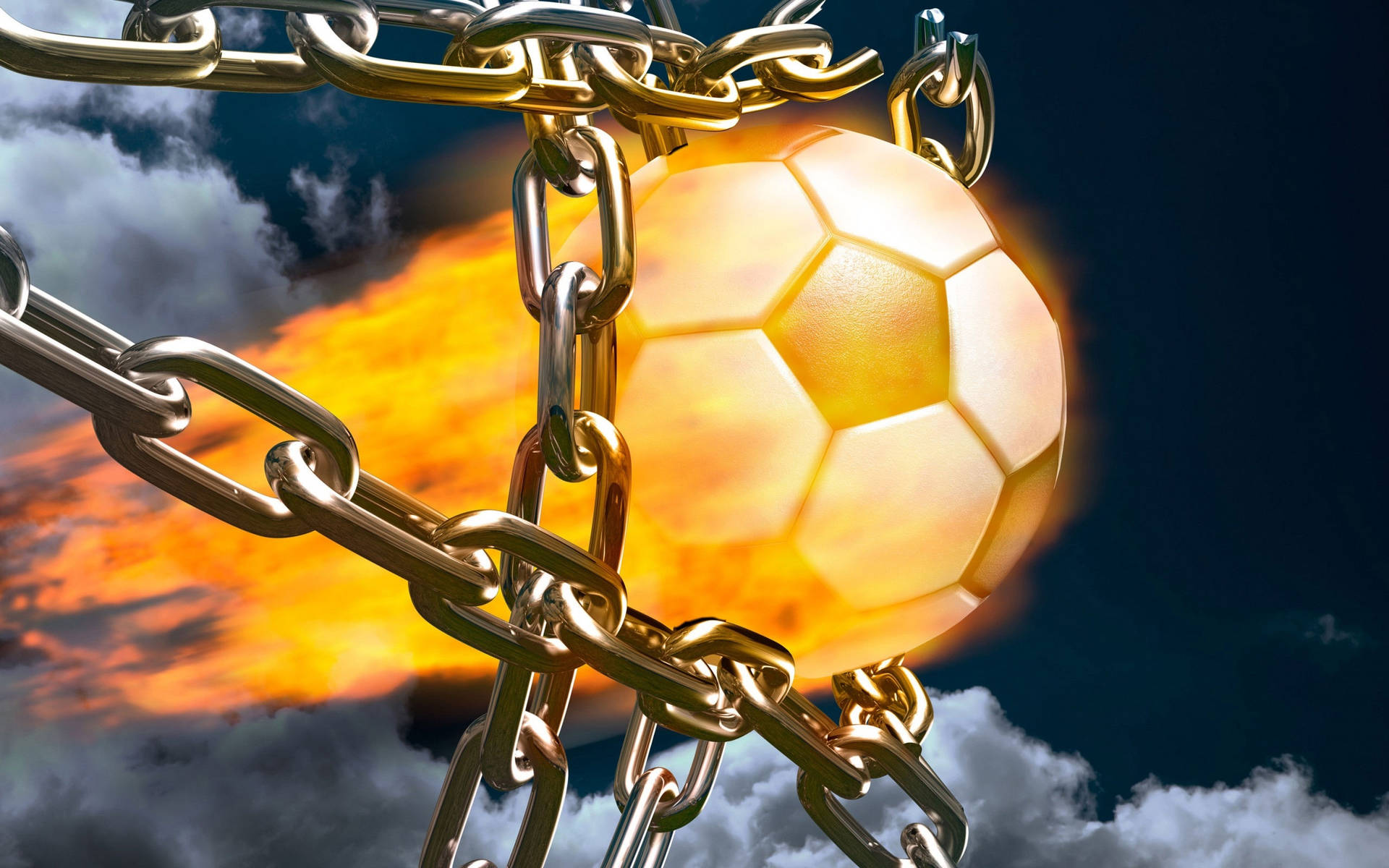 Cool Fodbold Fiery Effect Wallpaper