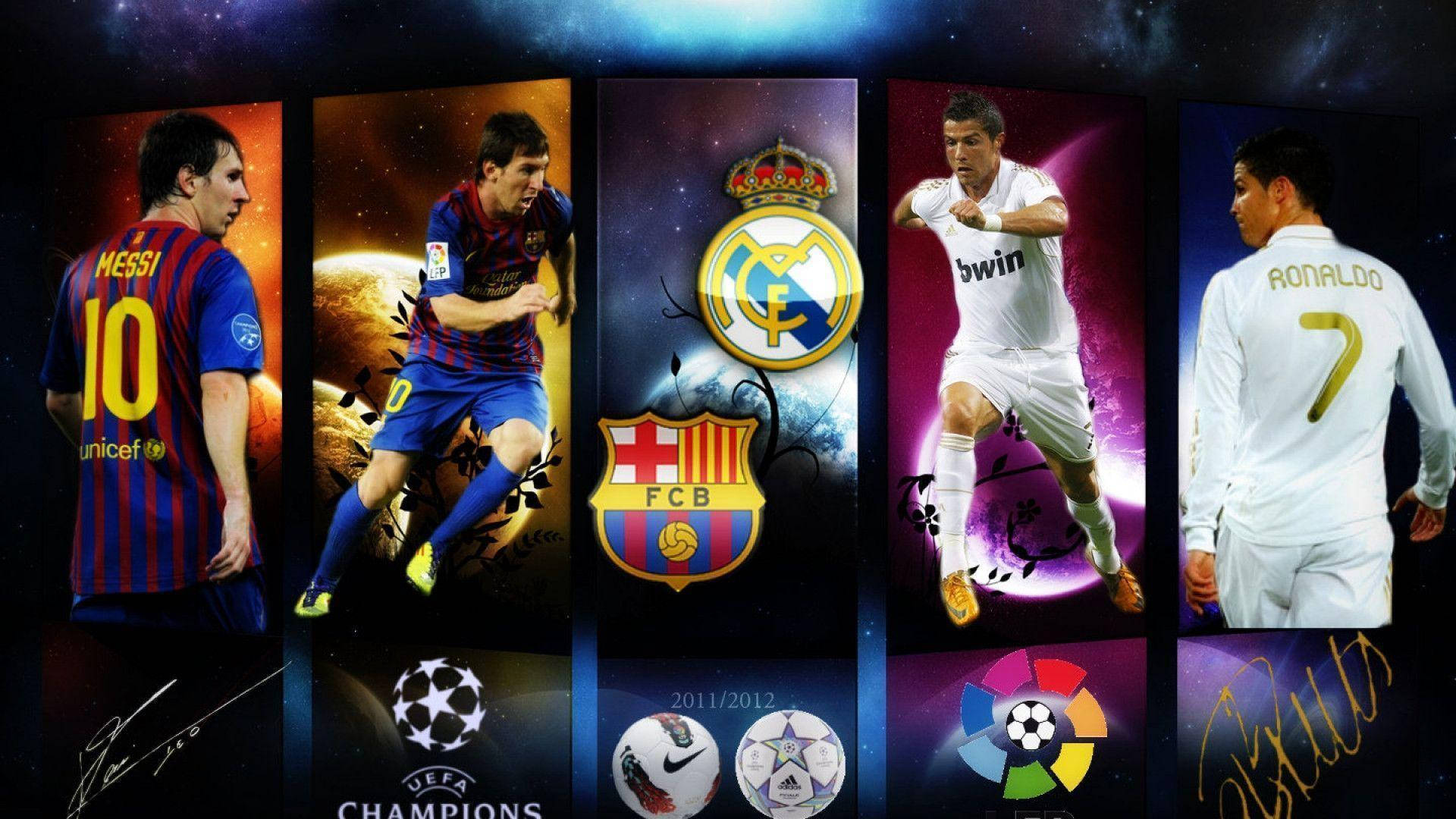Cool Fodbold Messi Og Ronaldo Wallpaper
