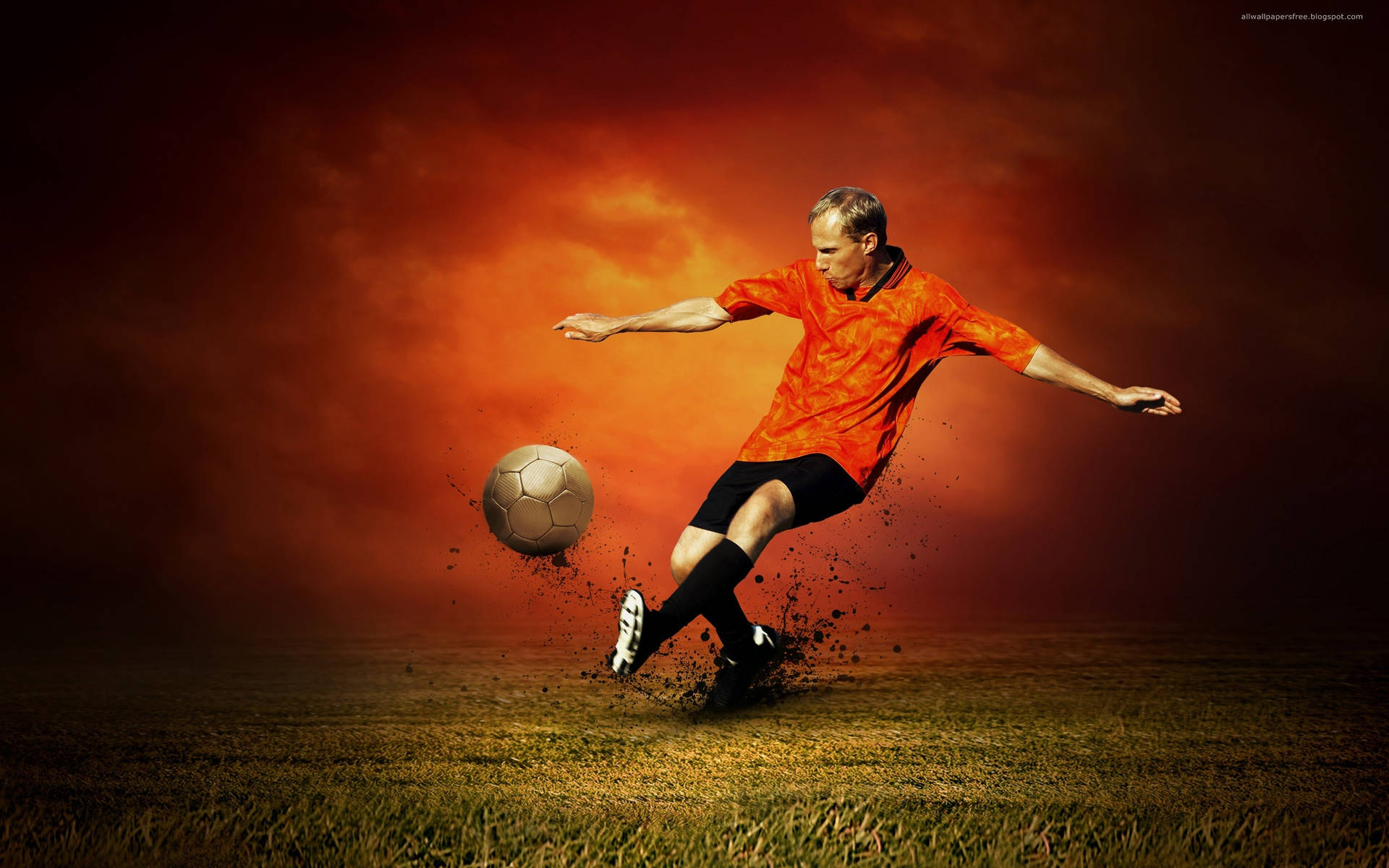 Cool Fodboldspiller Orange Wallpaper