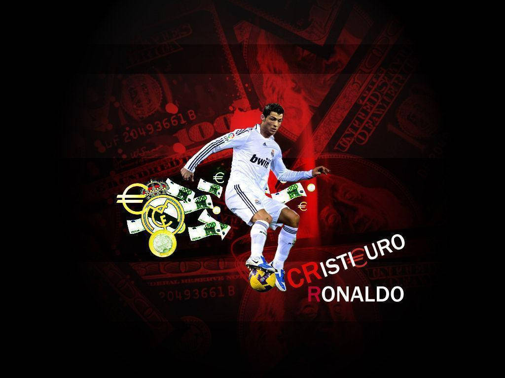 Sjovt Fodboldspiller Cristiano Ronaldo tapet. Wallpaper