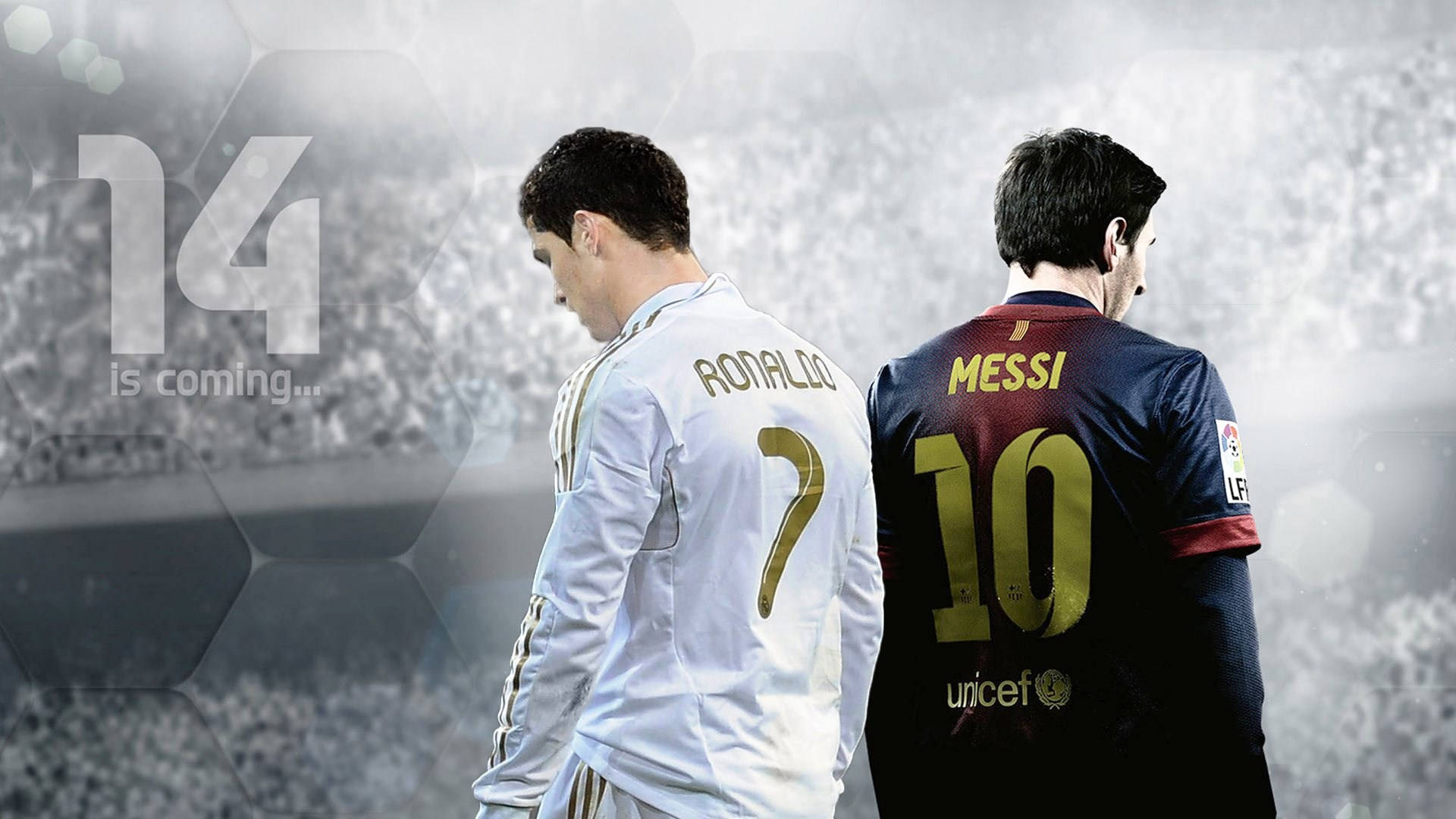 Raffreddare I Giocatori Di Calcio Messi E Ronaldo Sfondo