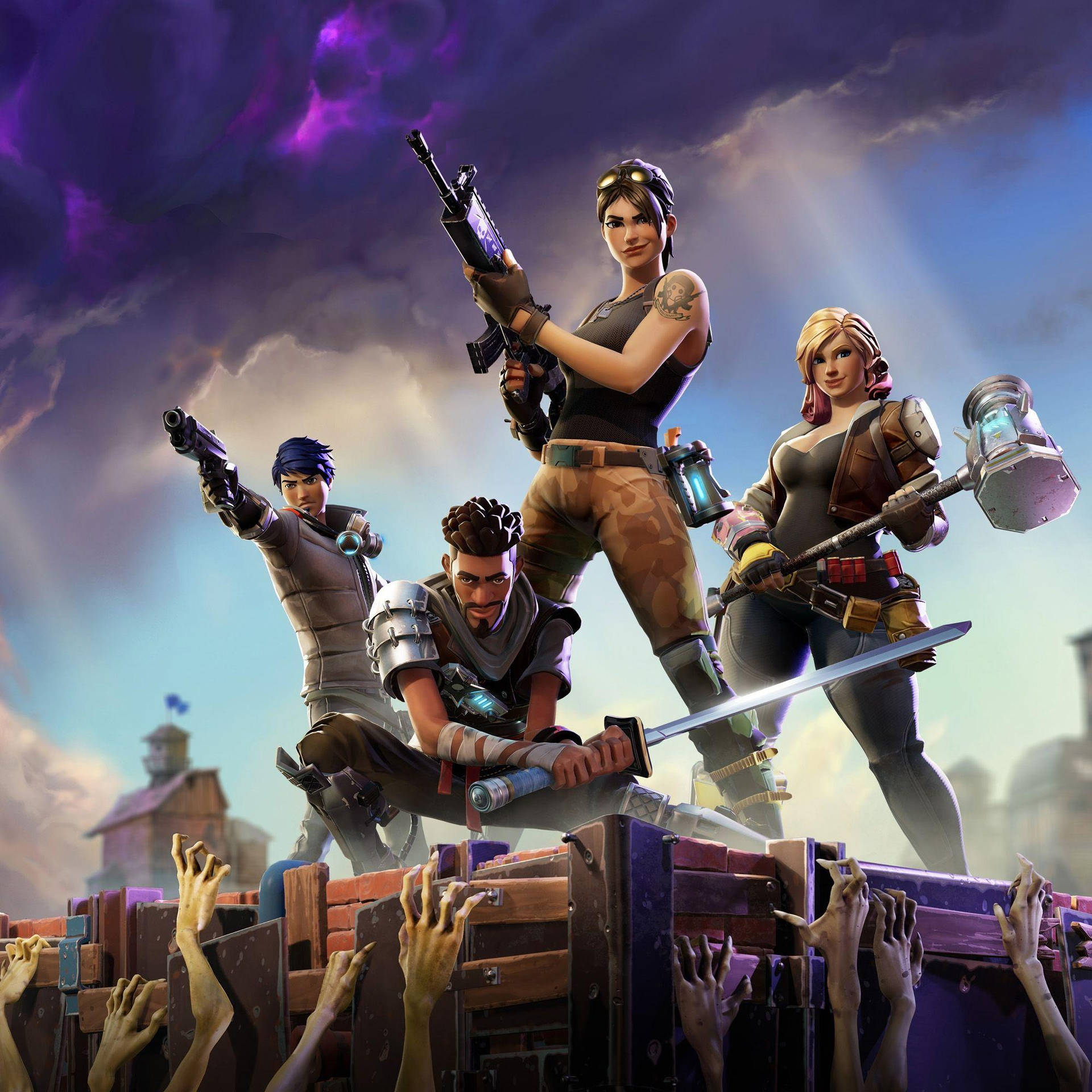 Cool Fortnite Against Zombies Wallpaper