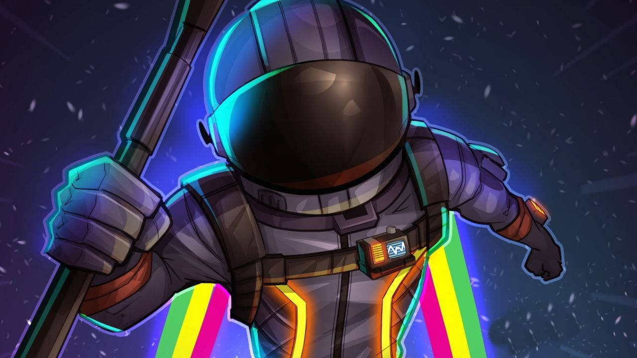 Cool Fortnite Battle Royale Rainbow Aesthetic Astronaut Wallpaper