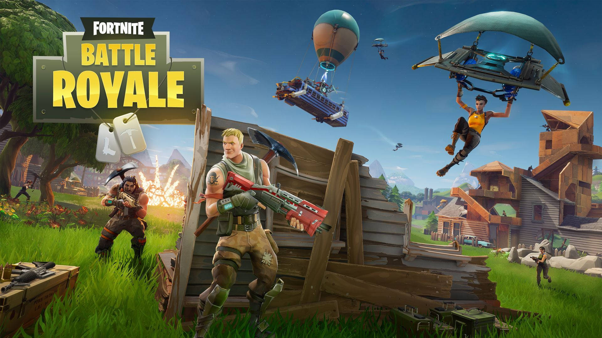 Cool Fortnite Battle Royale Players Fighting Wallpaper
