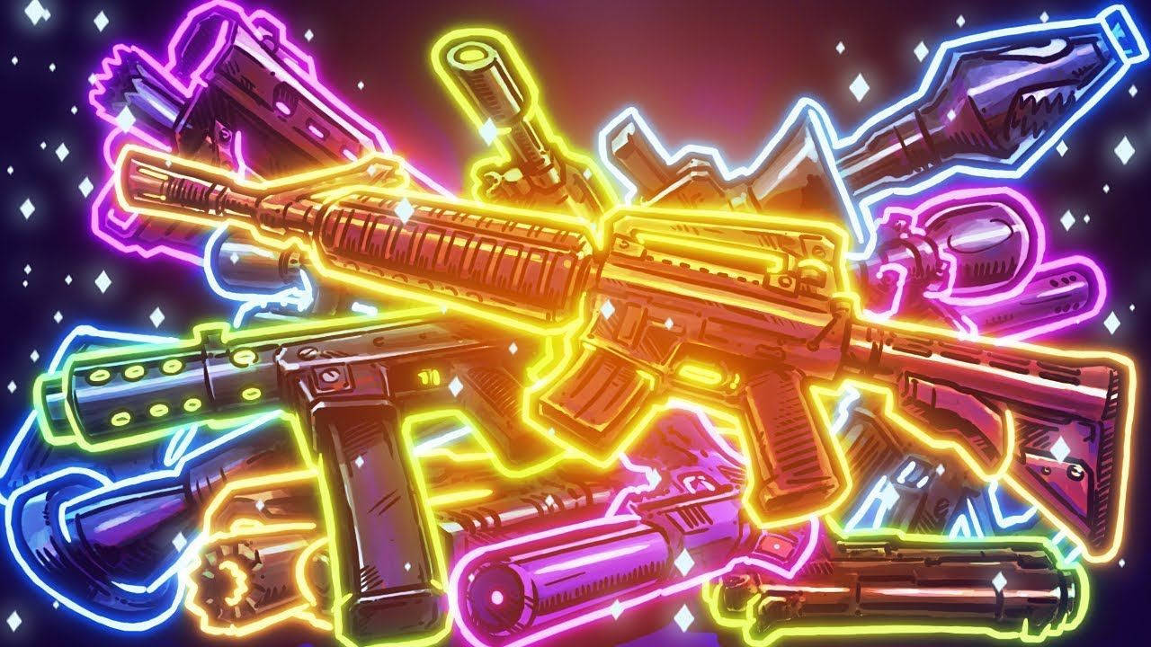 Cool Fortnite Glowing Weapons Wallpaper