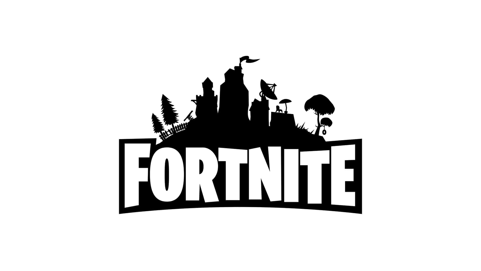 Et Fortnite-logo med et slot i baggrunden. Wallpaper