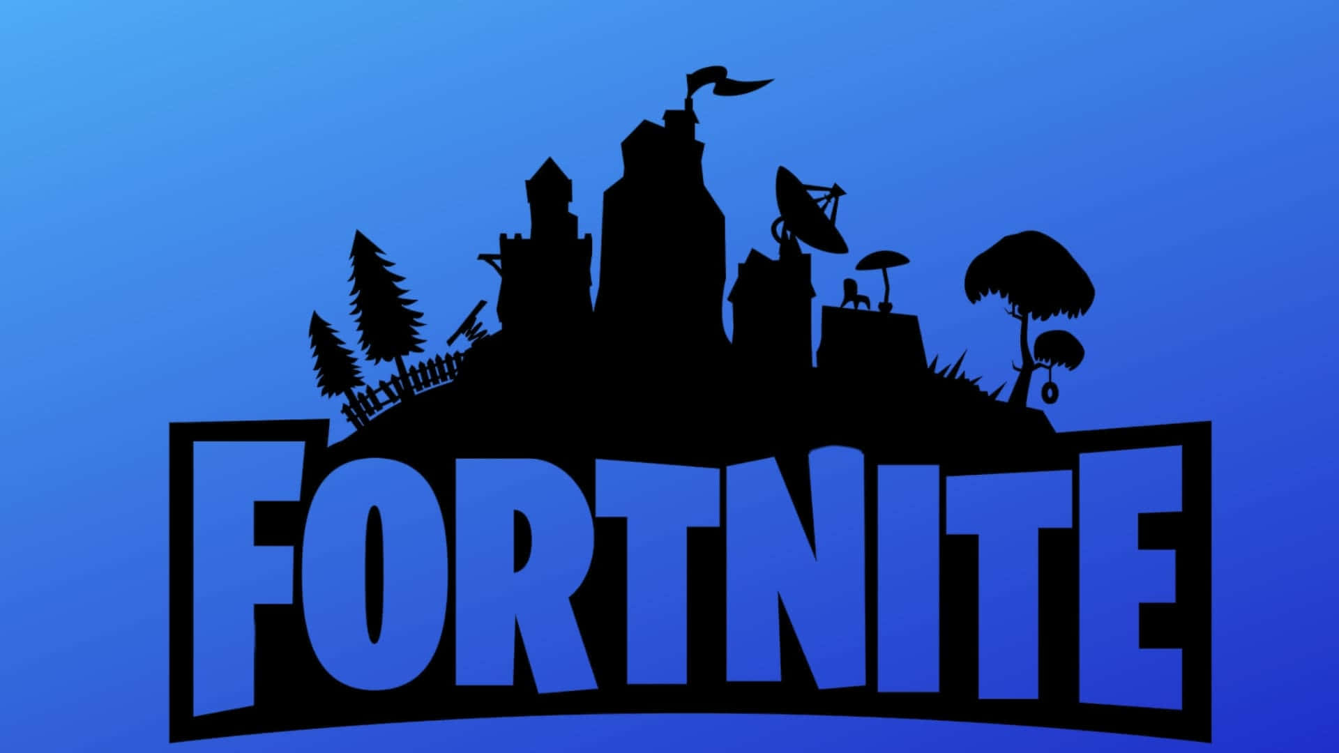 Logoet for Fortnite med en borg i baggrunden Wallpaper