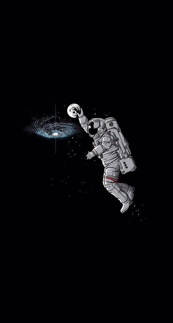 Coolelustige Basketball Spielender Astronaut. Wallpaper