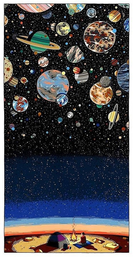 Cool Galaxy Digital Tegning Wallpaper