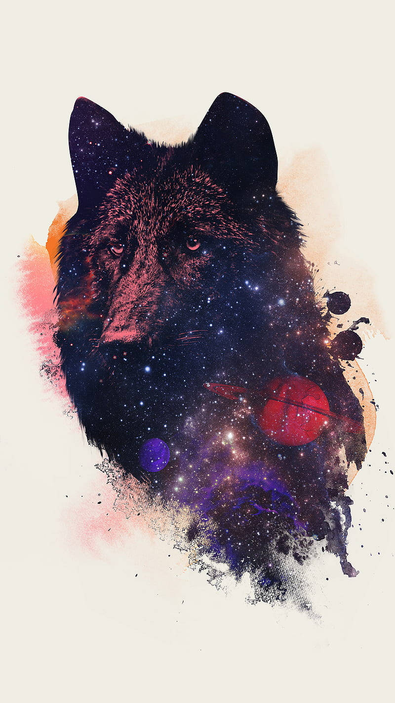 Cool Galaxy Heavenly Bodies On Wolf Wallpaper