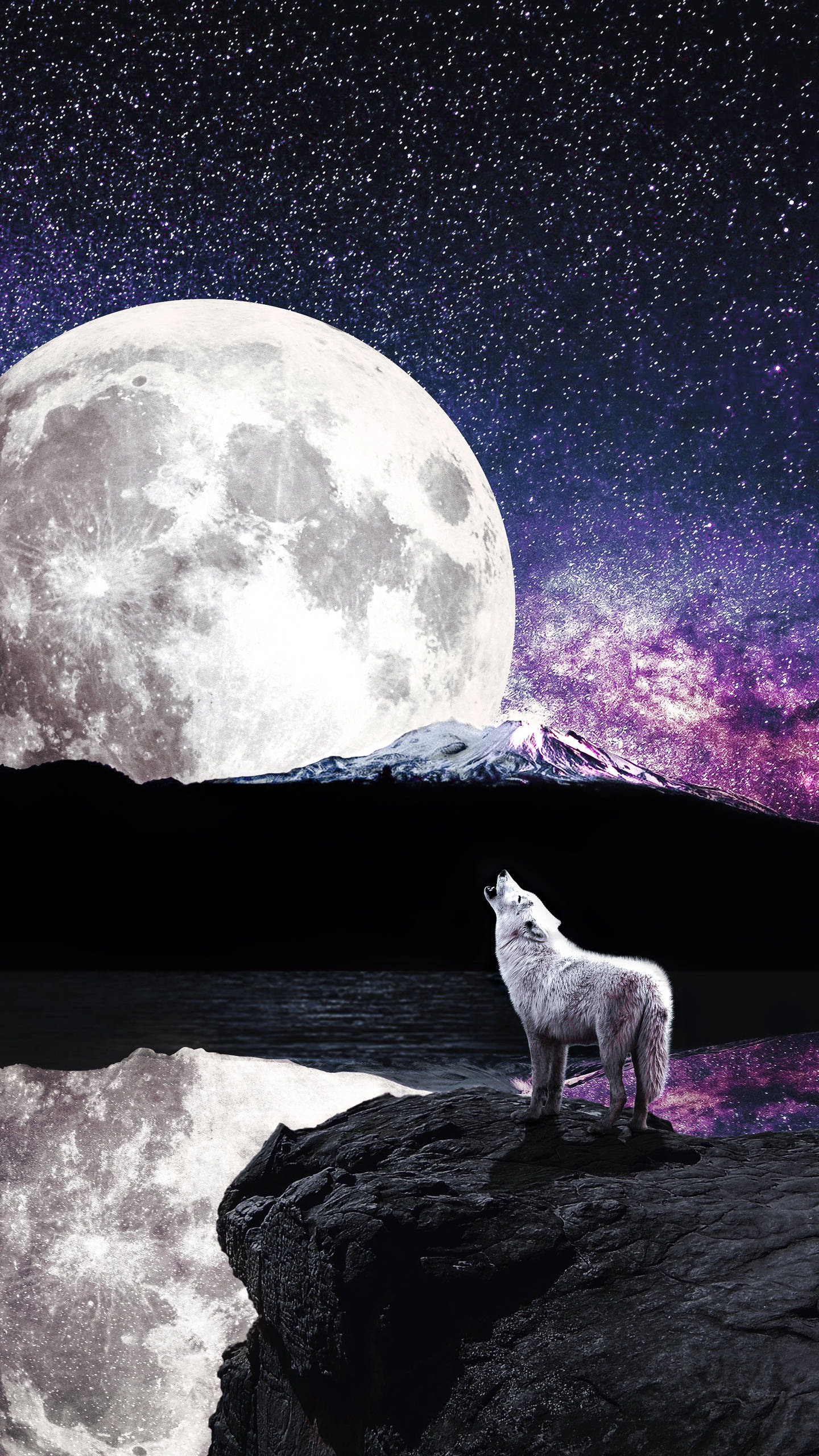 Galaxiafresca Noche Más Allá Del Lobo Solitario Fondo de pantalla
