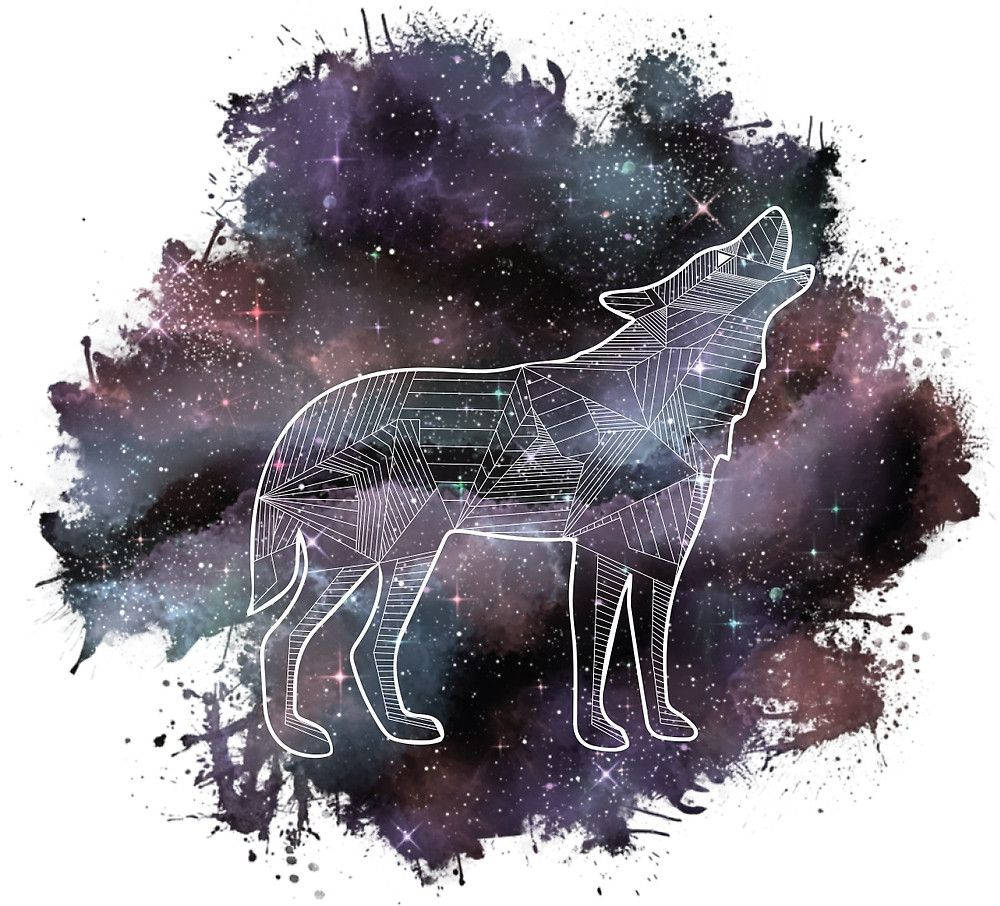 Cool Galaxy Painting With Prism Wolf Wallpaper