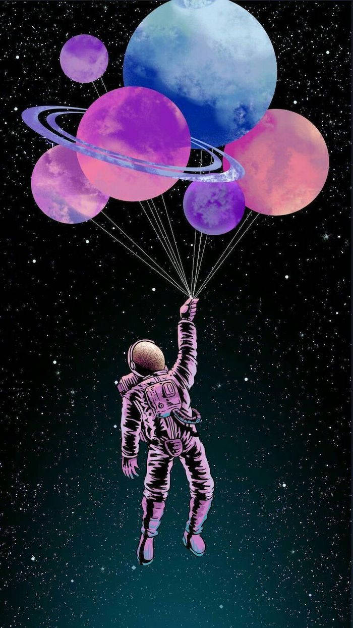 Cool Galaxy Planetary Balloons Wallpaper