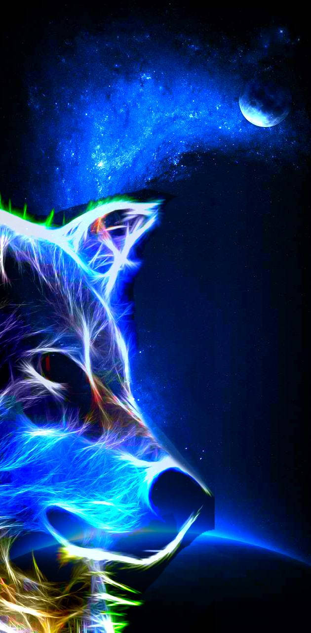 Coolergalaxie-wolf Mit Neonfarben Wallpaper