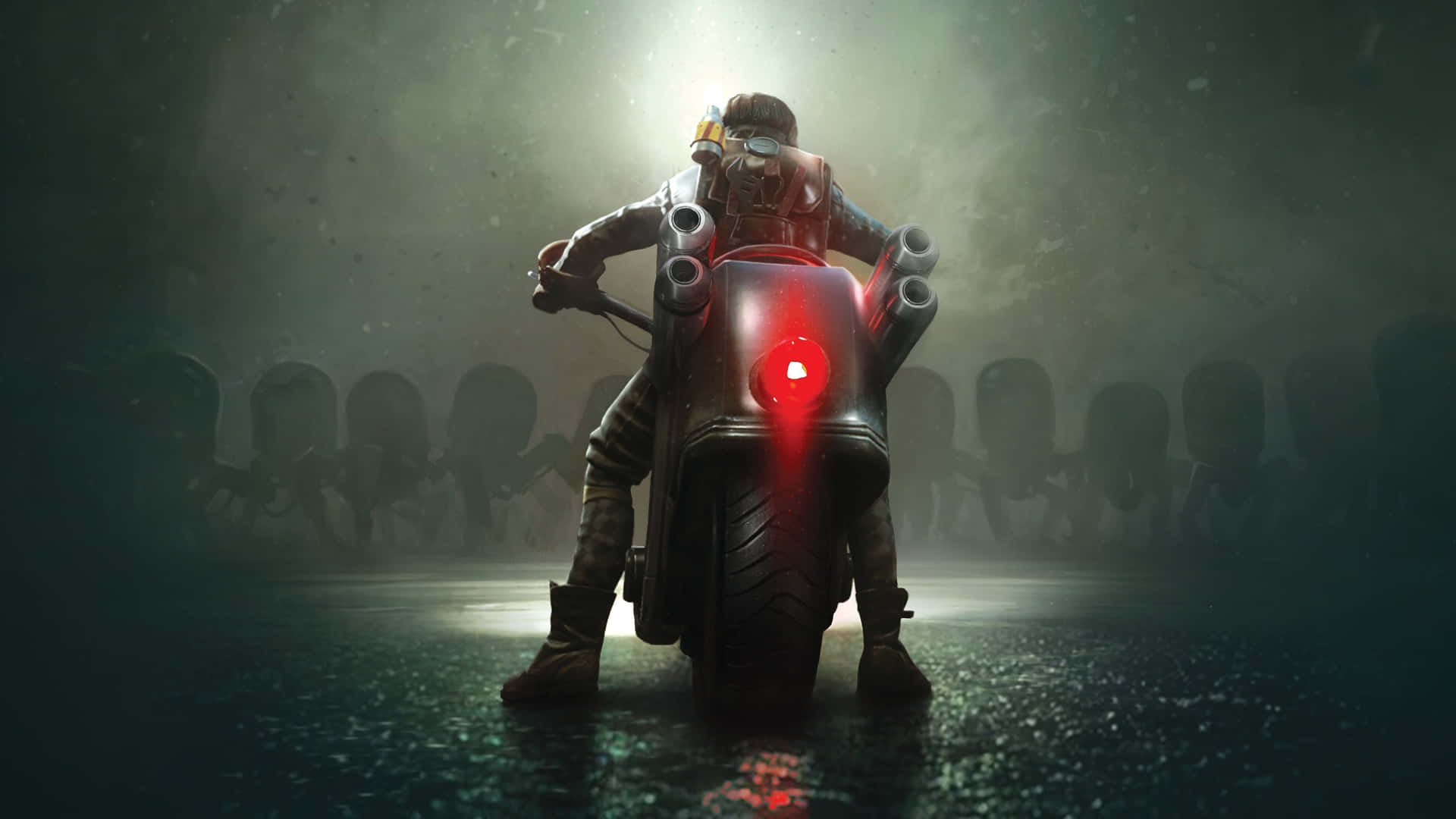 A Man Riding A Motorcycle In The Dark